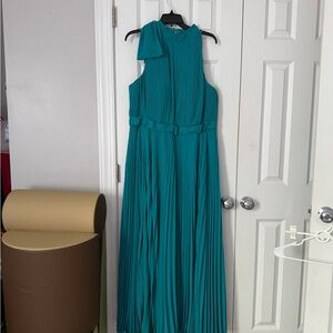 Azazie Green Sleeveless Halter Gown